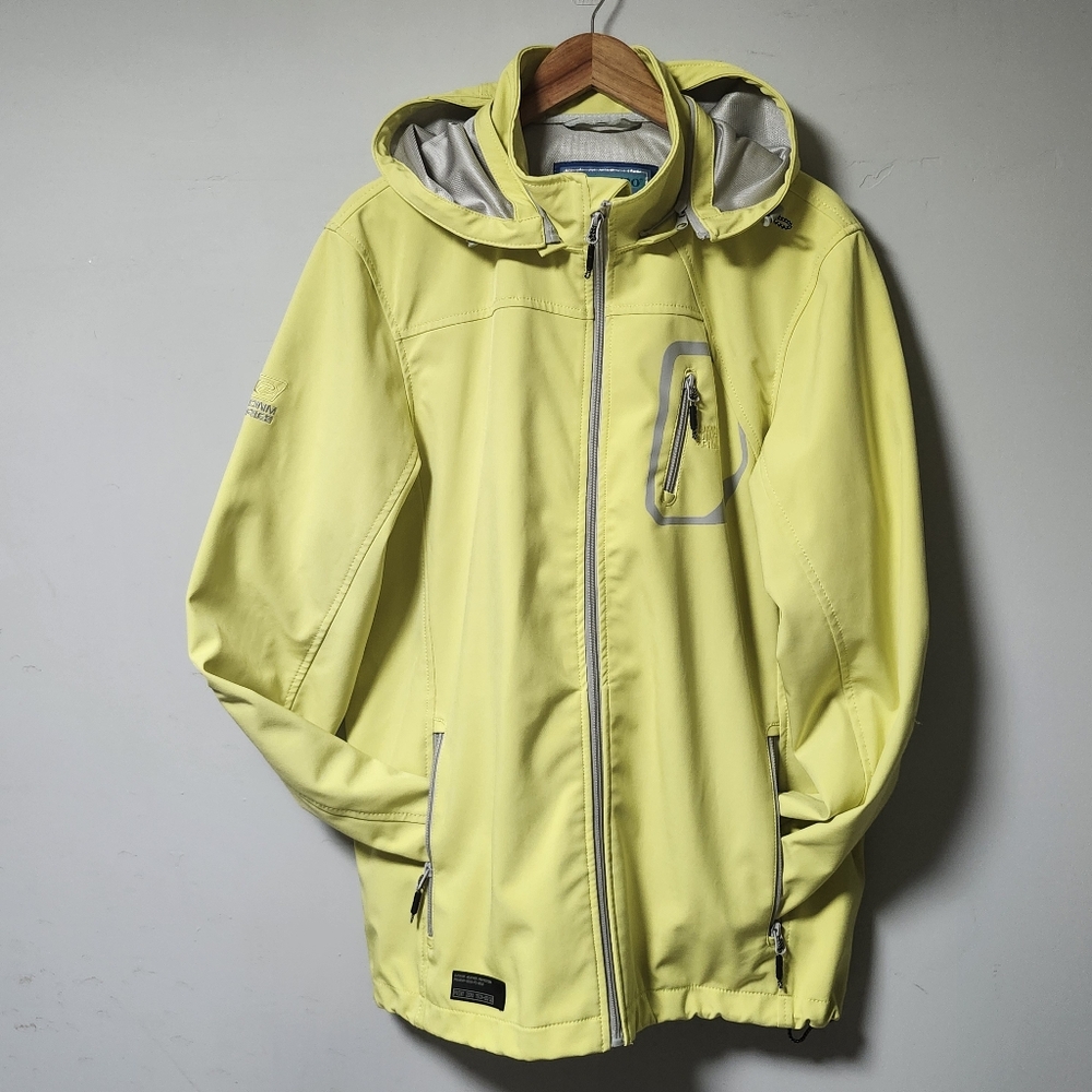 Men's Point Zero Collection Yellow Gray Hooded Weather Protection Jacket Coat XL